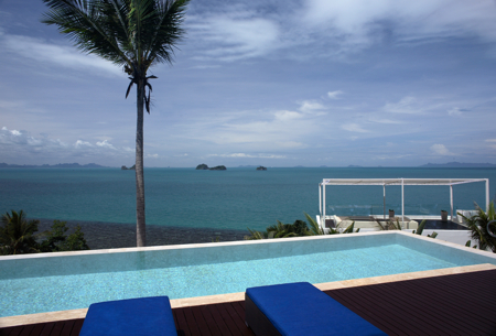 Private swimming pool with a stunning sea view