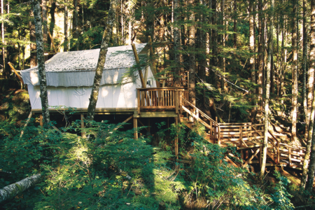 Exterior view of a deluxe guest tent