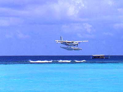 Arrival at Coco Palm by seaplane