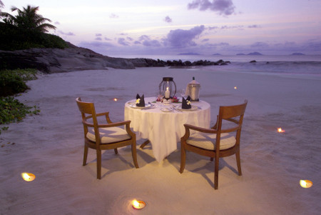 Private romantic dining on the beach