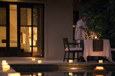 Candle light dinner in the privacy of your villa