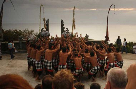 Balinese traditional dances on the beach