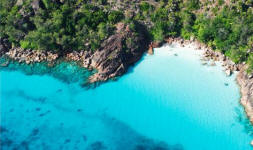 Aerial view of Curieuse island