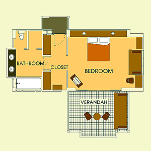 Plan d'une chambre de luxe 'Bay front'