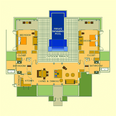 Beach Villa Two bedrooms layout