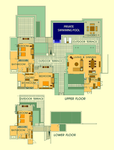 Plan d'une Beach Villa  trois chambres