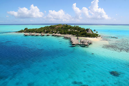 Aerial view of the private motu (islet)